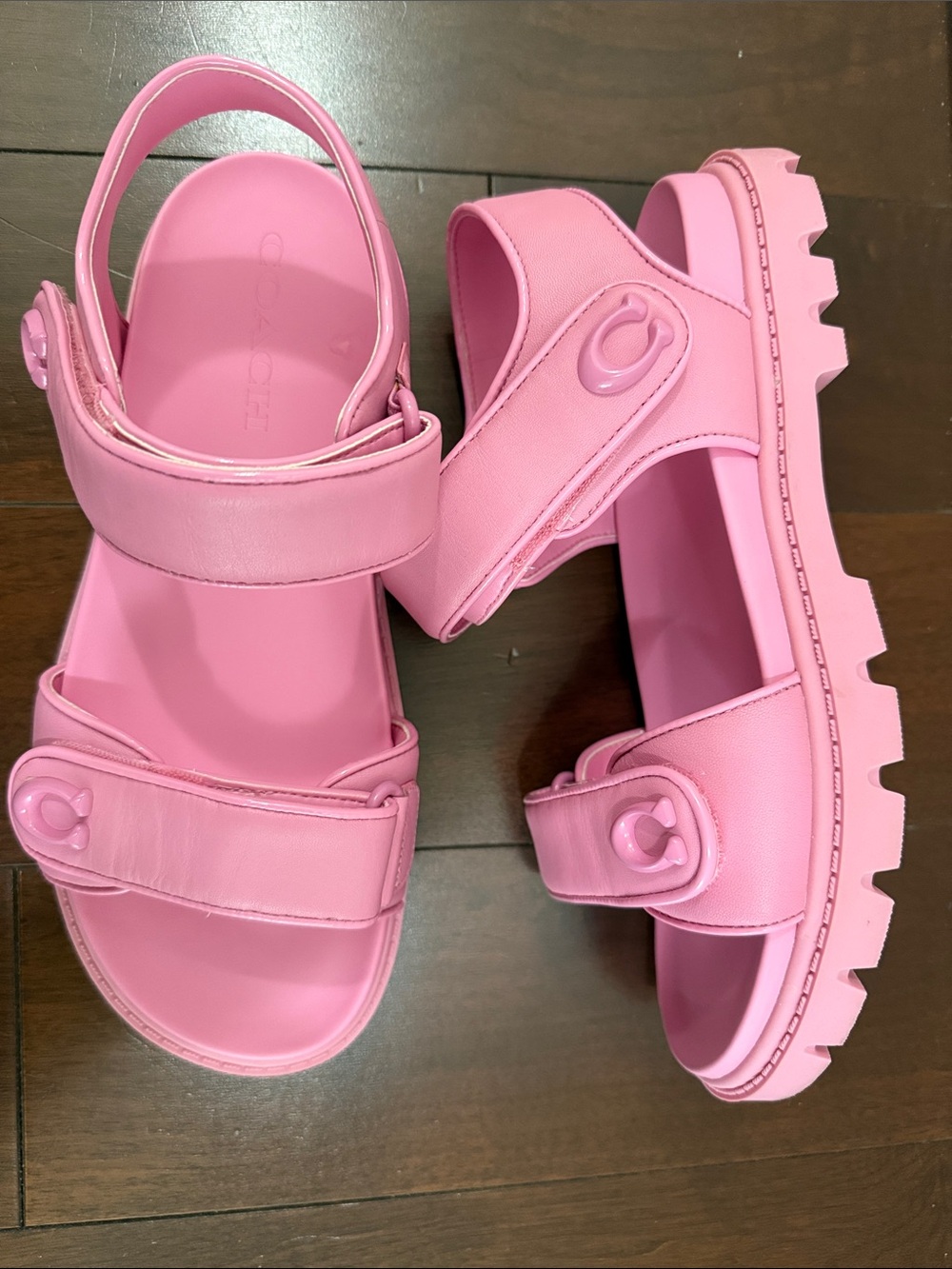 Coach Pink Adjustable Strap Women's Sandals - Picture 5 of 7